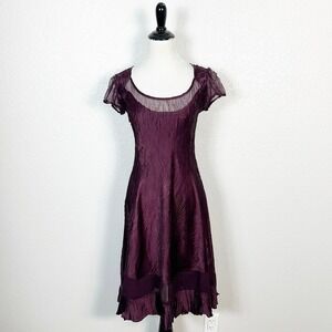 Komarov Size M Whimsigoth Feminine Romantic Cap Sleeve Crinkle A-Line Dress